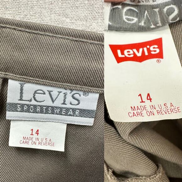 Levi's taupe Bend Over vintage 70s straight leg pleat twill trouser size 14 - Picture 12 of 14